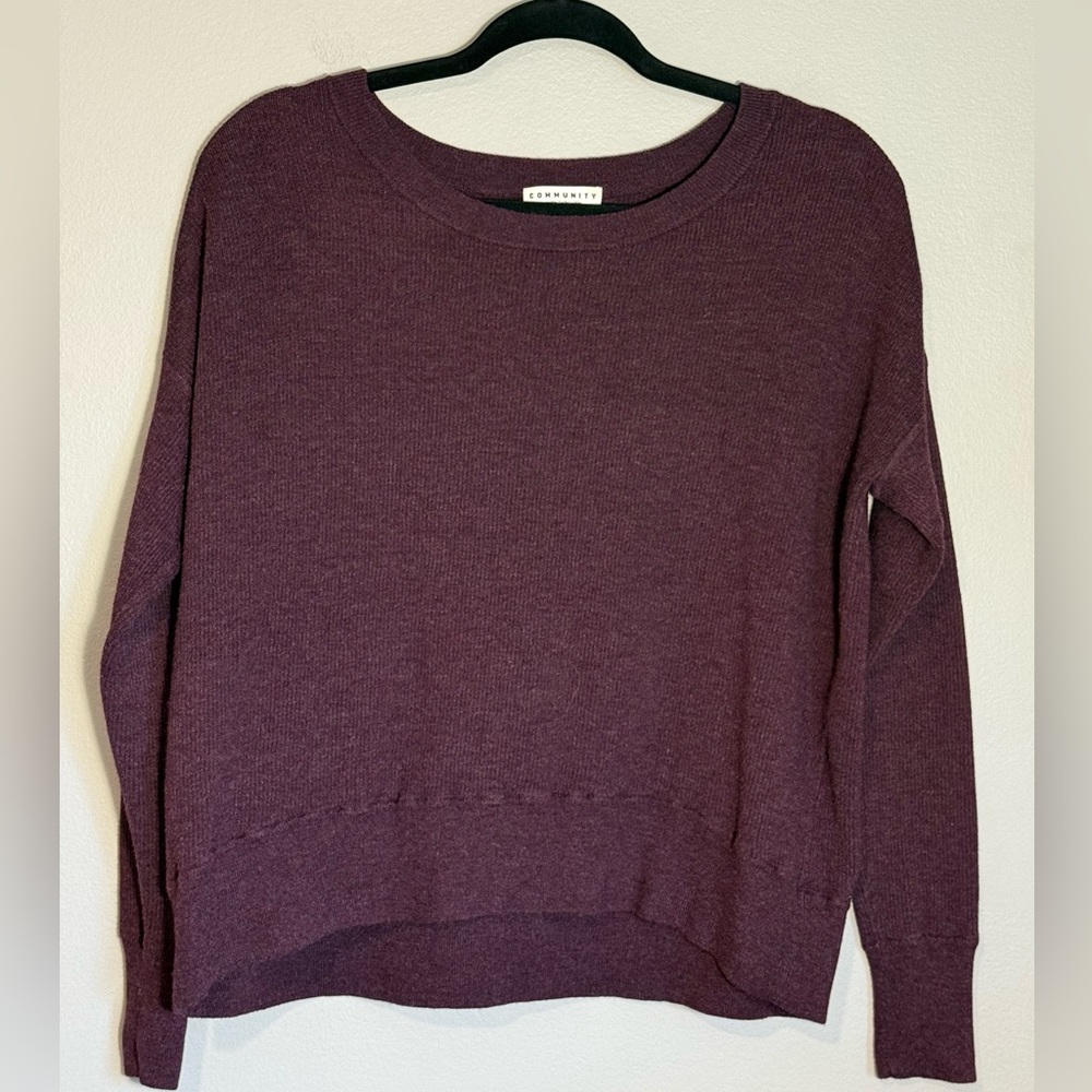 Wilfred Free Community Ribbed Crewneck Sweater in Plum Purple (Size XS)